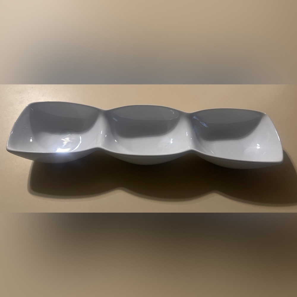HOME Brand Farmhouse Porcelain White Trio Dip Bowl